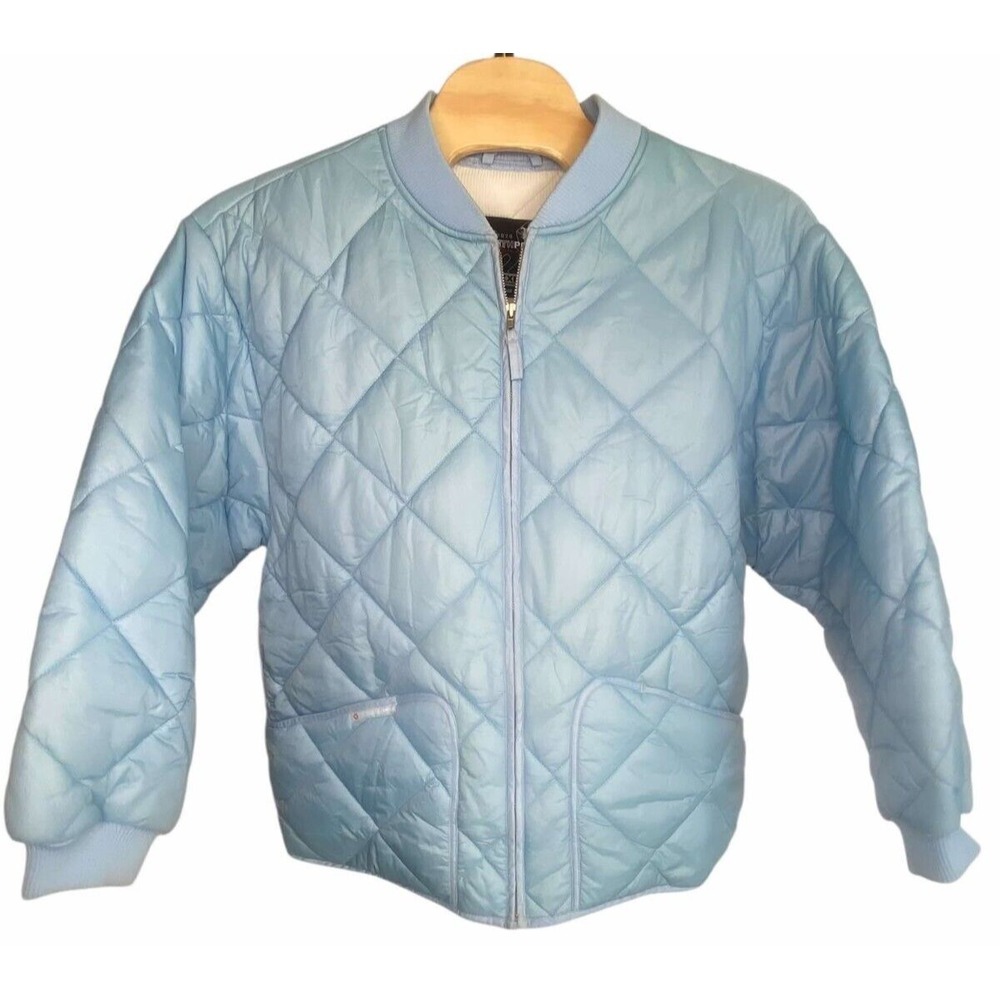 South Pole Puffer Jacket Men's Quilted Full Zip Hip Hop streetwear blue size 2XL